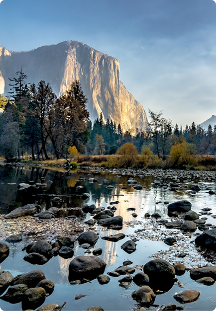 View of a lake with stones in it